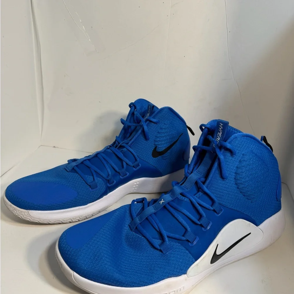Nike Hyperdunk X Men's Blue and White Basketball High Top Athletic Shoes 17.5
